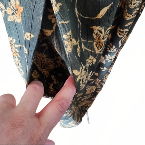 Dress Barn Olive and Mustard Floral A-Line Maxi Skirt With Pockets - Picture 7 of 13